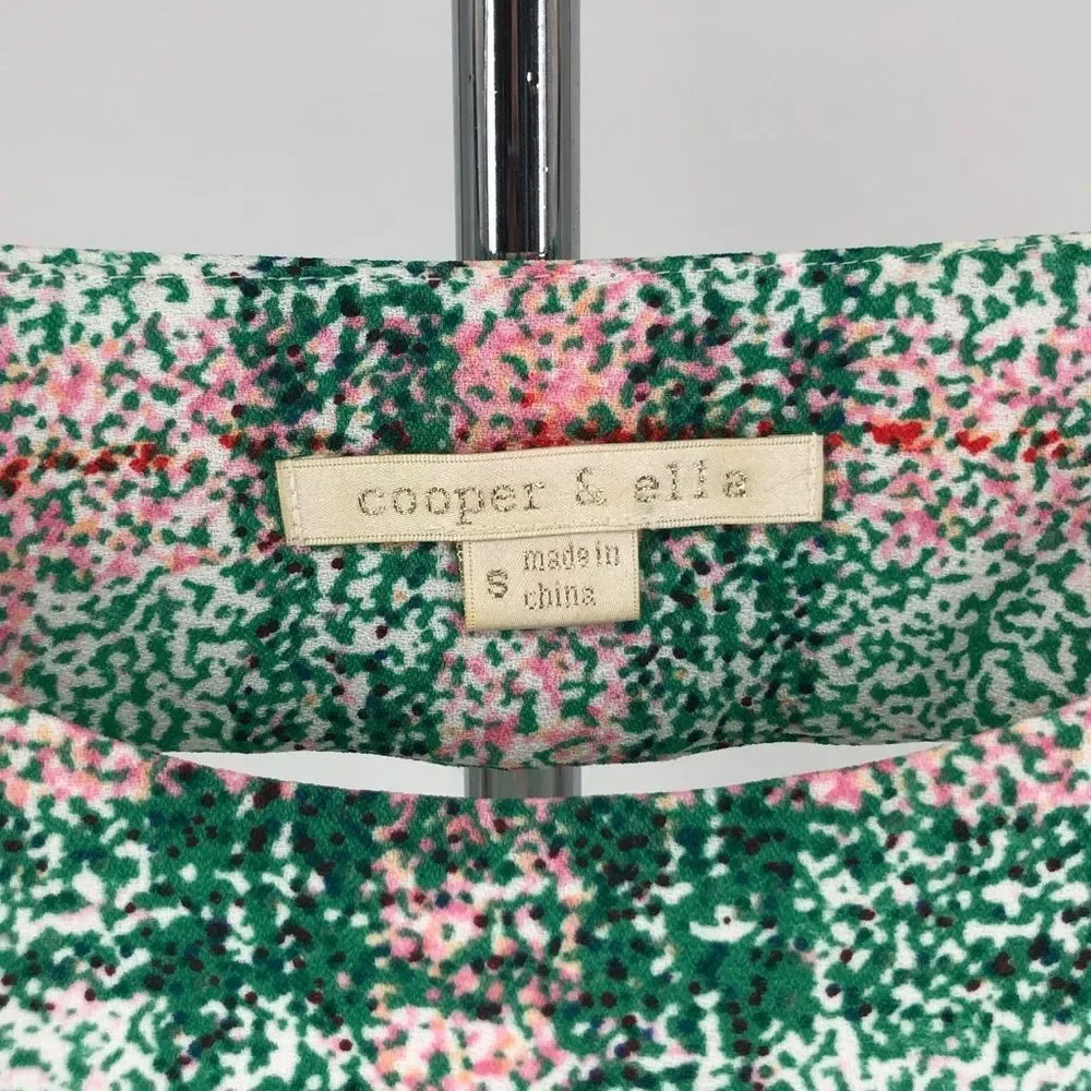 Cooper & Ella Pink Green Plaid Print Back Cutout Short Sleeve Dress size Small - Picture 9 of 12